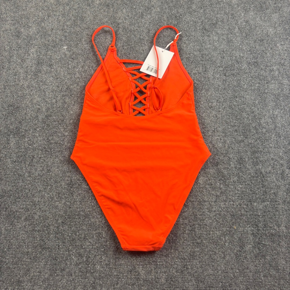 BETTY JADE Women’s NWT Orange Plunge v-Neck One Piece Swimsuit size: Medium - Picture 2 of 7